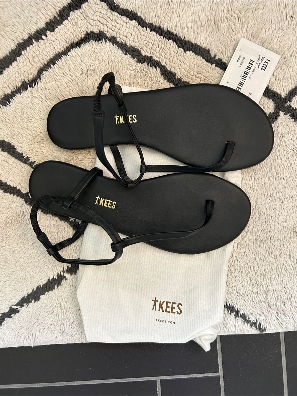 TKEES Black Mariana Leather Sandals 8